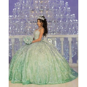 Off Shoulder Sage Green Quinceanera Dress Sweetheart Neck 15 Dresses With Bow