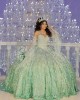 Off Shoulder Sage Green Quinceanera Dress Sweetheart Neck 15 Dresses With Bow