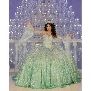 Off Shoulder Sage Green Quinceanera Dress Sweetheart Neck 15 Dresses With Bow