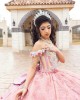 Off Shoulder Pink Quinceanera Dress Sweetheart Neck Lace Appliques 15 Dresses With Bow