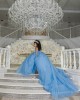 Off Shoulder Sky Blue Quinceanera Dress Sweetheart Neck Lace Appliques 15 Dresses