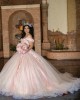 Pink Off Shoulder Quinceanera Dress Lace Appliques Sweetheart Neck 15 Dresses