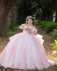 Pink Off Shoulder Quinceanera Dress Sweetheart Neck 15 Dresses With Bow