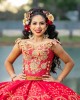 Red Off Shoulder Quinceanera Dress Pearl Sweetheart Neck 15 Dresses