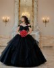 Ruffled Black Quinceanera Dress Sweetheart Neck Off Shoulder 15 Dresses