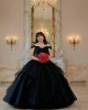 Ruffled Black Quinceanera Dress Sweetheart Neck Off Shoulder 15 Dresses