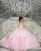 Ruffled Pink Quinceanera Dress Lace Appliques Sleeveless 15 Dresses