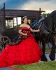 Ruffled Red Quinceanera Dress Lace Appliques Off Shoulder 15 Dresses