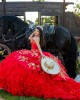 Ruffled Red Quinceanera Dress Sleeveless Sweetheart Neck 15 Dresses