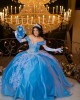 Sky Blue Sleeveless Quinceanera Dress Lace Appliques Sweetheart Neck 15 Dresses