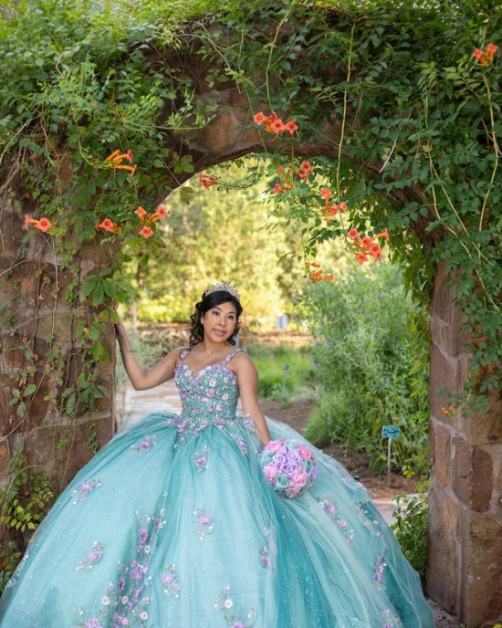 Sleeveless Aqua Quinceanera Dress Sweetheart Neck 15 Dresses With 3D Flowers