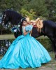 Sleeveless Tiffany Blue Quinceanera Dress V Neck Lace Appliques 15 Dresses With Bow