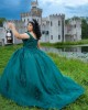 Spaghetti Strap Emerald Green Quinceanera Dress Lace Appliques Sweetheart Neck 15 Dresses