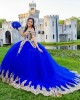 Sweetheart Neck Navy Blue Quinceanera Dress Lace Appliques Off Shoulder 15 Dresses