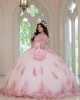 Sweetheart Neck Pink On White Quinceanera Dress Metallic Sequin Off Shoulder 15 Dresses