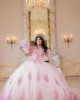 Sweetheart Neck Pink On White Quinceanera Dress Metallic Sequin Off Shoulder 15 Dresses