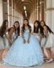 Sweetheart Neck Sky Blue Quinceanera Dress Lace Appliques Off Shoulder 15 Dresses