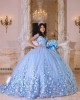 Sweetheart Neck Sky Blue Quinceanera Dress Lace Appliques Off Shoulder 15 Dresses