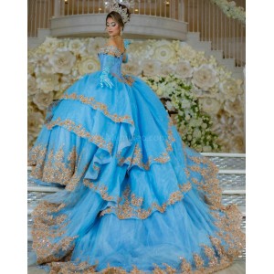 Tiffany Blue Off Shoulder Quinceanera Dress Lace Appliques Sweetheart Neck 15 Dresses