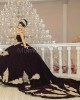 Black On Yellow Off Shoulder Quinceanera Dress Lace Appliques Sweetheart Neck 15 Dresses