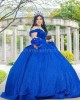 Blue Sleeveless Quinceanera Dress Lace Appliques Sweetheart Neck 15 Dresses