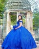 Blue Sleeveless Quinceanera Dress Lace Appliques Sweetheart Neck 15 Dresses