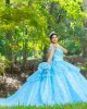 Cape Sleeve Sky Blue Quinceanera Dress Lace Appliques Sweetheart Neck 15 Dresses