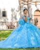 Cape Sleeve Sky Blue Quinceanera Dress Lace Appliques Sweetheart Neck 15 Dresses