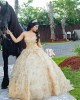 Champagne Sleeveless Quinceanera Dress Lace Appliques Sweetheart Neck 15 Dresses