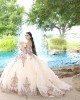 Detachable Champagne Quinceanera Dress Lace Appliques Sweetheart Neck 15 Dresses