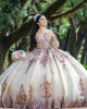 Detachable Champagne Quinceanera Dress Lace Appliques Sweetheart Neck 15 Dresses