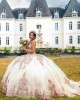 Detachable Rose Gold Quinceanera Dress Lace Appliques Off Shoulder 15 Dresses