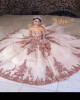 Detachable Rose Gold Quinceanera Dress Lace Appliques Off Shoulder 15 Dresses