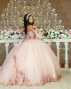 Detachable Rose Gold Quinceanera Dress Sweetheart Neck Off Shoulder 15 Dresses