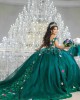 Emerald Green Off Shoulder Quinceanera Dress Sweetheart Neck 15 Dresses With 3D Flowers