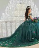 Emerald Green Off Shoulder Quinceanera Dress Sweetheart Neck 15 Dresses With 3D Flowers