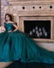 Emerald Green Off Shoulder Quinceanera Dresses Lace Appliques Sweetheart Neck 15 Dress