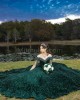 Fringe Sleeve Emerald Green Quinceanera Dress V Neck Metallic Sequin 15 Dresses