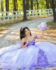 Lilac Off Shoulder Quinceanera Dress Lace Appliques Sweetheart Neck 15 Dresses