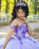 Lilac Off Shoulder Quinceanera Dress Lace Appliques Sweetheart Neck 15 Dresses