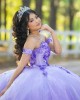 Lilac Off Shoulder Quinceanera Dress Lace Appliques Sweetheart Neck 15 Dresses