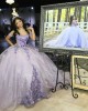 Lilac Off Shoulder Quinceanera Dress Lace Appliques Sweetheart Neck 15 Dresses