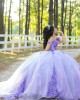 Lilac Off Shoulder Quinceanera Dress Lace Appliques Sweetheart Neck 15 Dresses