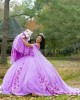 Lilac Quinceanera Dress Off Shoulder Sweetheart Neck 15 Dresses With 3D Flowers