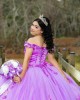 Lilac Quinceanera Dress Off Shoulder Sweetheart Neck 15 Dresses With 3D Flowers