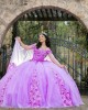 Lilac Quinceanera Dress Off Shoulder Sweetheart Neck 15 Dresses With 3D Flowers