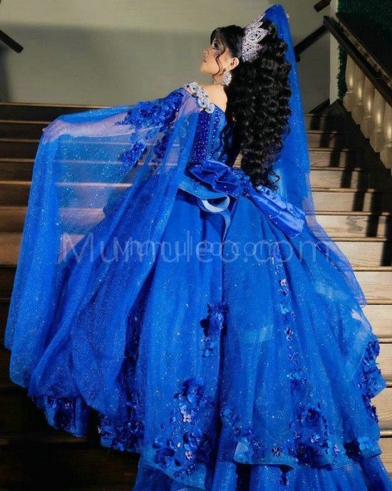 Navy Blue Quinceanera Dress Sweetheart Neck Off Shoulder 15 Dresses With Bow