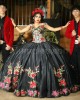 Off Shoulder Black Quinceanera Dress Lace Appliques Sweetheart Neck 15 Dresses