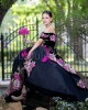 Off Shoulder Black Quinceanera Dresses Lace Appliques Sweetheart Neck 15 Dress