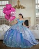 Off Shoulder Blue Quinceanera Dress Lace Appliques Sweetheart Neck 15 Dresses